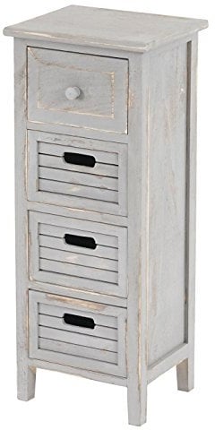 Mendler Kommode T18, Schubladenschrank Schrank, 4 Schubladen, 74x30x25cm Shabby-Look Vintage - grau