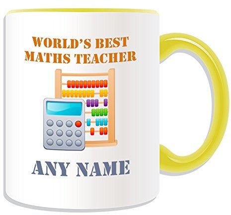 Personalised Gift - World's Best Maths Teacher / Calculator and Counting Frame Mug (Academic Design Theme, Colour Options) - Any Name / Message on Your Unique - School College University - Mathematic Abacus