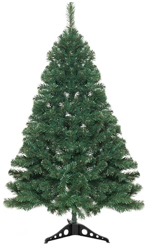 Holiday Essence Árbol de Navidad de 4 pies, 300 puntas de pino canadiense verde artificial, sin luz, con bisagras de 1,2 m de alto, base de PVC