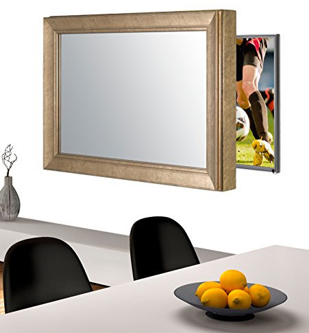 Handmade Framed Mirror to Turn Your Existing TV to Hidden Mirrored Television that Blends into Your Home or Business Decor (55 Inch, NY Bronze Black)