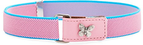 Ladeheid Mädchen Gürtel Elastik-Gürtel 1-6 Jahre 34-65 cm P15G (Rosa/Blau/Schmetterling)