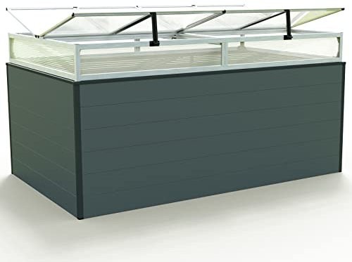 GFP Hochbeet Kräuter-Gemüse-Beet Aluminium Christina inkl. Frühbeetkasten - 195x119x77cm - anthrazit