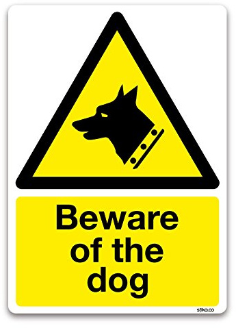 stika.co Set of 2 Beware of the Dogs Signs - A6 (105 x 148mm) Static Cling Warning Safety Signs for Windows & Glass Doors