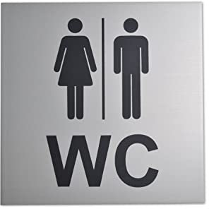 WC Schild - Aluminium eloxiert - Schick & edel 12x12cm Starke Klebefläche auf Rückseite - Toilettenschild - Herrentoilette - Damentoilette - Türschild Toilette - Herren WC - Damen WC (1)