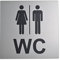 WC Schild - Aluminium eloxiert - Schick & edel 12x12cm Starke Klebefläche auf Rückseite - Toilettenschild - Herrentoilette - Damentoilette - Türschild Toilette - Herren WC - Damen WC (1)