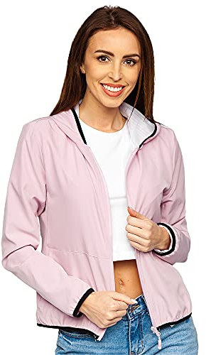 BOLF Femme Veste de transition matelassee Look Blouson duvet Casual Elegant Decontracte de Printemps Outdoor Moderne HD141 Rose clair XL [D4D]