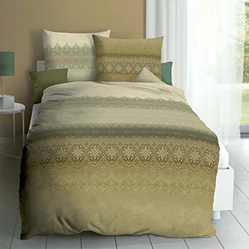 Kaeppel Mako-Satin Bettwäsche Crystal oliv 1 Bettbezug 155 x 220 cm + 1 Kissenbezug 80 x 80 cm