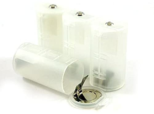 Uonlytech 4Pcs Battery Adapters Case Portable to D Battery Converter Holder Transparent Battery Size Spacers Transparent Cases Holder Shell for Battery
