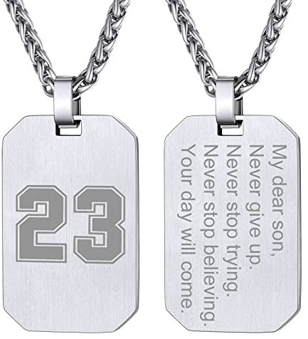 GoldChic Chapa Militar con Dos Numero Deportivo Personalizable Colgante Placa Dog Tag con Grabado Hombre Acero Inoxidable