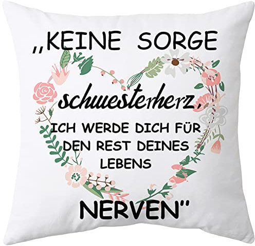 Shoppawhile Schwester Geschenk Geburtstag Geschenke für Schwester Weihnachten Geschenk Schwester Weiß Kissenbezug 45x45cm (Weiß Schwester 45 * 45cm)