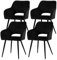 CLIPOP Esszimmerstühle, 4er Set, Polsterstühle mit Armlehnen, Metallbeine, Samtbezug, Samt Schwarz, bis 150 kg belastbar, für Arbeitszimmer, Wohnzimmer, Schlafzimmer (4er, Samt Schwarz)