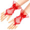 MoreChioce Damen Spitzenhandschuhe, Kurz Fingerlose Brauthandschuhe Elegante Höflichkeit Sommerhandschuhe Handgelenk Vintage Lace Hochzeithandschuhe Handstulpen für Damen Frauen Mädchen,Rot