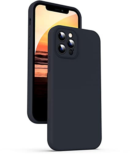 Supdeal Custodia in Silicone Liquido per iPhone 12 Pro, [Protezione Fotocamera] [Anti-Impronta Digitale] [Ricarica Wireless], Cover Case in Microfibra Incorporata, 6,1, Nero