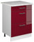 Vicco Küchenunterschrank R-Line, Bordeaux Hochglanz/Weiß, 60 cm mit Schubladen, AP Marmor