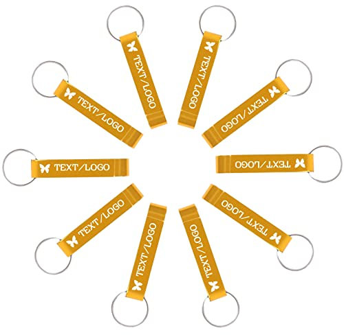 10 Pcs Personalised Bottle Opener Keychains Bulk Custom Aluminum Beer Bottle Opener Engraved Text/Logo Wedding Party Favors Baby Shower,Bar, Guests
