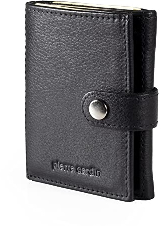 Pierre Cardin Men's Stylish Slim Trifold Wallet - Genuine Black Nappa Leather, RFID Blocking | Soft, Smooth, Durable & Crease Proof Tri-Fold Gents Wallet