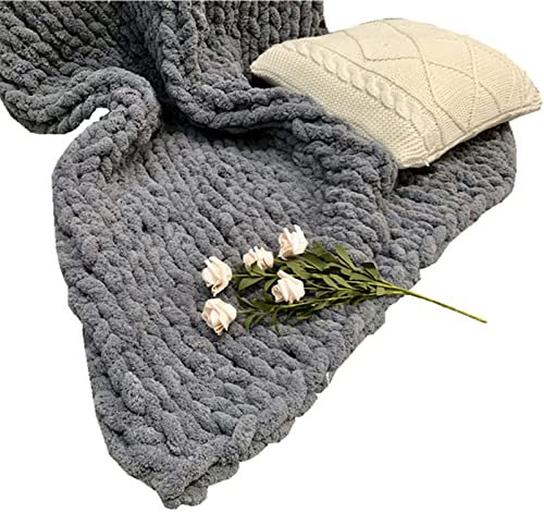MHUQIA Decke Handgefertigtes Chunky Gestrickte Kuscheldecke 40x60cm, Dicke Gestrickte Kuscheldecke, Grobe Handgefertigt Strickdecke Wolle Garn Arm Stricken Werfen Klobige Decke