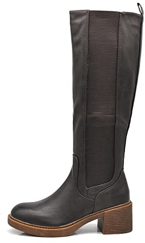 IF Fashion Scarpe Da Donna Stivali Elasticizzati Al Polpaccio Con Tacco Medio YG893 testa di moro N.39