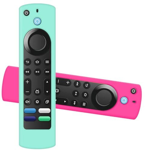 2 Pack Silicone Remote Covers Replacement Compatible with Toshiba and Insignia Fir TV Remote, Silicone Sleeve Case for CTRC1US21 NS-RCFNA-21 Remote Cover (Sky Blue & Rose Red)