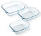 Pyrex - Lot de 3 Plats à Four Rectangulaires - Idéal 2 à 6 personnes - 3 Tailles - Verre Borosilicate - Larges Poignées - Résistance Extrême - Compatible Lave-Vaisselle - Made in France