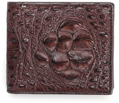 Luxuriöse Geldbörse aus echtem Krokodilleder, Krokodilleder, Alligator-Rückgrät-Haut, Bifold Wallet Herren, kurze Geldbörse, Horizontaler Krokodil-Kopf braun, Geldbörse aus natürlichem Krokodilleder