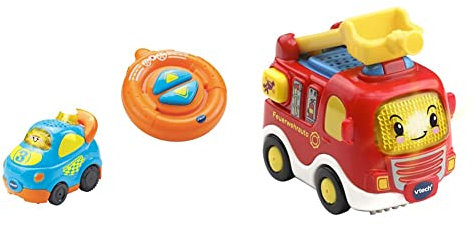 VTech Baby 80-180304 - TUT TUT Flitzer - RC Rennauto & VTech TUT TUT Baby Flitzer - Feuerwehrauto – mit Musik, aufleuchtender Taste, spannenden Sätzen und Geräuschen – Für Kinder von 1-5 Jahren