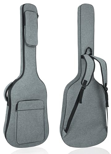 MUZNOTE Custodia imbottita per basso e basso, morbida imbottitura da 1 cm, leggera e impermeabile, Grigio, Da viaggio