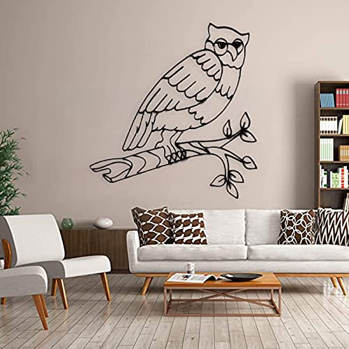 KLZUOPT Metall-Eulen-Wand-Silhouette, Wandskulptur Einer Eule, die auf einem AST Steht