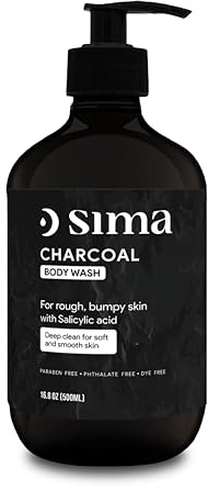 Sima - Gel douche doux au charbon de bois actrivé et acide salicylique Idéal pour les peaux sensibles Sans parabènes ni colorants Réduit l'acné et les points noirs 500 ml