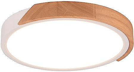Reality Leuchten LED Deckenleuchte Jano R67201131, Kunststoff Weiß matt, Holz, inkl. 20 Watt LED, Switch Dimmer