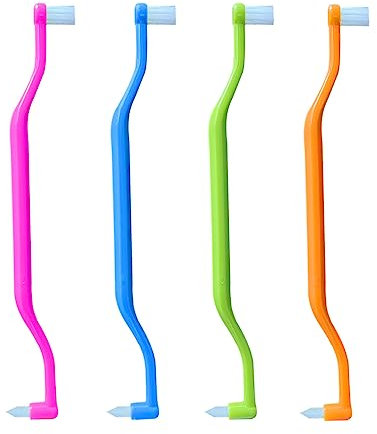 Lot de 4 brosses à dents orthodontiques, compactes, à double extrémité, interdentaire, pour appareils dentaires, implants dentaires et nettoyage des détails des dents, style C