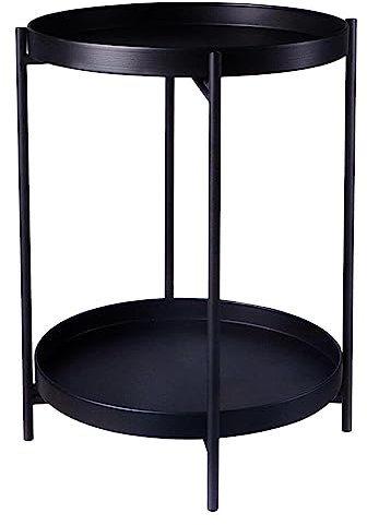 Trendi Elegante 2-Tier Round Metal End Table : Experience Style and Functionality with the Dual Tray Bedside Table - 50cm Height, Nightstand End Table Versatility