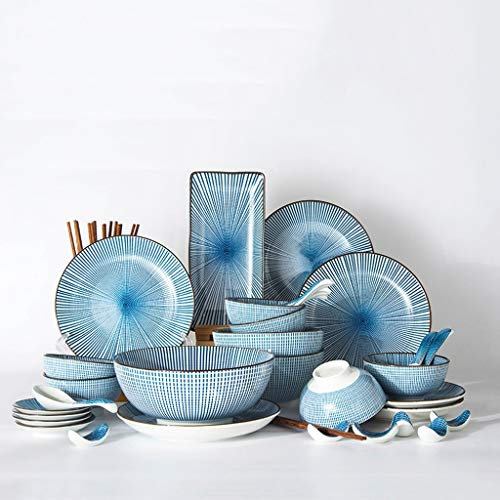 Dinner Plate Set 42 Pieces Japanese Cutlery Sets Creative and Wind Dishes Bowls Saucers Pottery Dishes Personalities Tableware Bowls