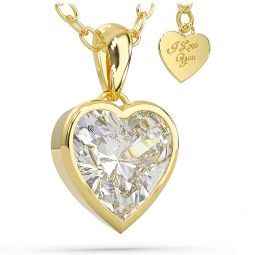 SERASAR Silber Kette Herz Damen 925 Sterling 18 Karat Gold Schmuck mit Anhänger Schmuckbox Geschenk Idee Muttertagsgeschenk Weihnachten 30 geburtstag frauen