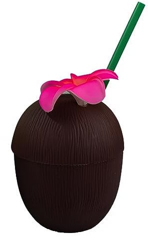 Horror-Shop Partybecher in Kokosnuss Form mit Strohhalm 650ml