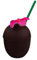 Horror-Shop Partybecher in Kokosnuss Form mit Strohhalm 650ml