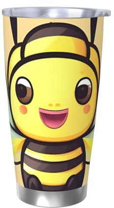 RLDOBOFE 20 oz Tumbler with Lid Vacuum Insulated Tumbler Yellow Bee Stainless Steel Car Cup Insulated Coffee Mug for Travel Reusable Double Walled Thermal Cup for Hot Cold Drinks