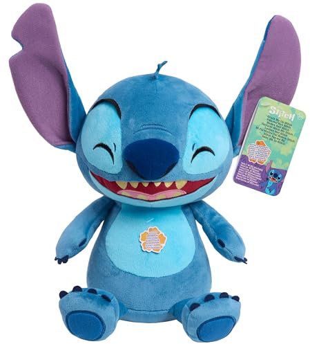 Just Play Disney Stitch Crack Me Up Feature Plush con Sonidos y Movimiento, Animal de Peluche Interactivo de 28 cm, Juguetes para niños a Partir de 3 años