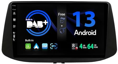 SXAUTO Android 14 -[Built-in DAB]- IPS Autoradio für Hyundai i30 (2017-2018) - Eingebaut Carplay/Android Auto - LED Kamera + MIC - 4G+64G - 360-CAM Lenkradsteuerung Fast-Boot WiFi DSP - 2 Din 9 Zoll