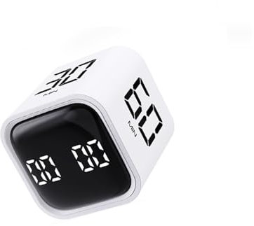 Temporizador de Cubo,Temporizador Flip con Sensor de Gravedad,CronómetroTemporizador con vibración&Modos de Silencio para Cocinar,Deportes,Estudiar Pomodoro Timer Rotativo-Blanco
