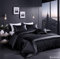 Cozyor Satin Bettwäsche 135x200 extra dick und weich mit robustem Reißverschluss Kissenbezug 80x80 cm, edles Satin 2-teilig, schwarz Eclipse