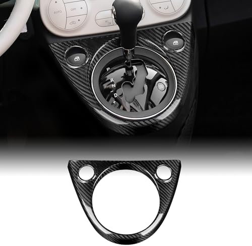 KUNGKIC Für Fiat 500 2011-2024/500E 2012-19 Abarth 595/695/500C 2016-2024 Auto Mitte Konsole Dekoration Panel Schalthebel Gangschaltung innerer Rahmen Hartkohlefaser Aufkleber Zubehör Geschenk,Schwarz