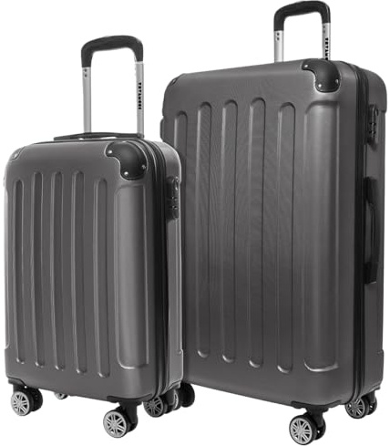 TRVLMORE Kofferset 2 Teilig Hartschale - Koffer & Trolleys Set - Koffer Set 2 - Reisekoffer Set 2 Teilig - Hartschalenkoffer Set 2 Teilig - 2 Teiliges Trolley Set - Koffer 2er Set - Grau