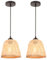 LIGKIN 2 Stück Pendelleuchte Bambus Weben Kronleuchter Rattan Boho Style Bambus Lampenschirm Vintage Deckenleuchte Deko für Schlafzimmer Wohnzimmer Küche