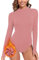 WOWENY Body à Manches Longues pour Femme avec col Montant - Body Thermique en Polaire - Pull à col roulé pour l'hiver, Rose, S