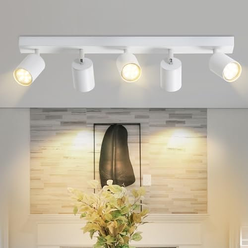 Homefire LED Deckenstrahler Deckenlampe - 5 Flammig GU10 Deckenleuchte Weiß 350° Schwenkbar Strahler Spots Innen Deckenspot flurlampe für Wohnzimmer Küche Schlafzimmer Ohne Leuchtmittel