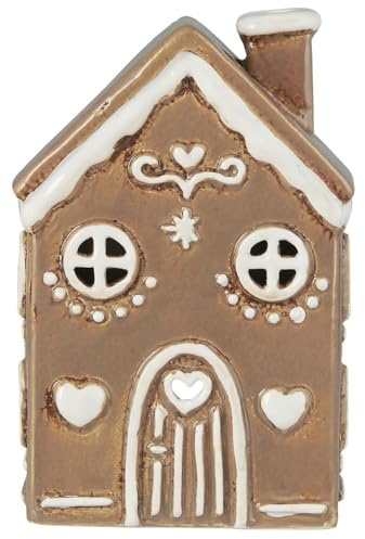 IB Laursen Lichthaus LEBKUCHENHAUS Rundbogen Tür Herzen 15 cm Teelicht Keramik