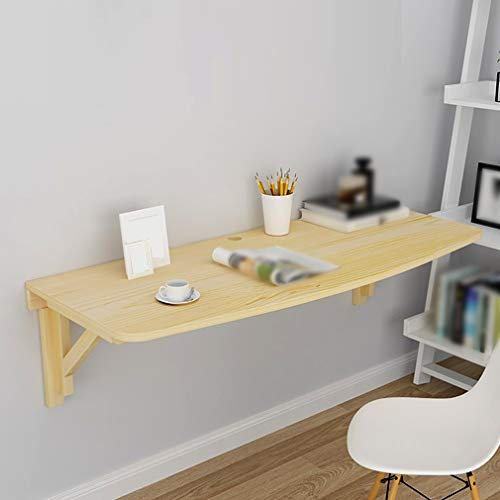 qudkdhs Wandtisch aus massivem Kiefernholz, schwebender Küchen-Esstisch, multifunktionaler klappbarer Computertisch, Kindertisch, Werkbank im Bogendesign, mit Zubehör, Holzfarbe (80 x 50 cm)