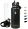 OcTecho Insulated Water Bottle 950ml,Stainless Steel Water Bottle with Straw, 2-in-1 Leakproof Lid, Double Vacuum Metal Bottle for 12h Hot & 24h Cold Drinks, BPA Free-Black