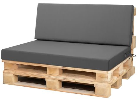 PRIMEPATIO Palettenkissen Outdoor 2er Set für Terrassenmöbel, Auflagen, Kissen & Polster, Wasserdicht und Farbecht, Ersatz für Palettensofa, Sitzkissen für Europaletten, Hof, Garten, Terrasse, Grau